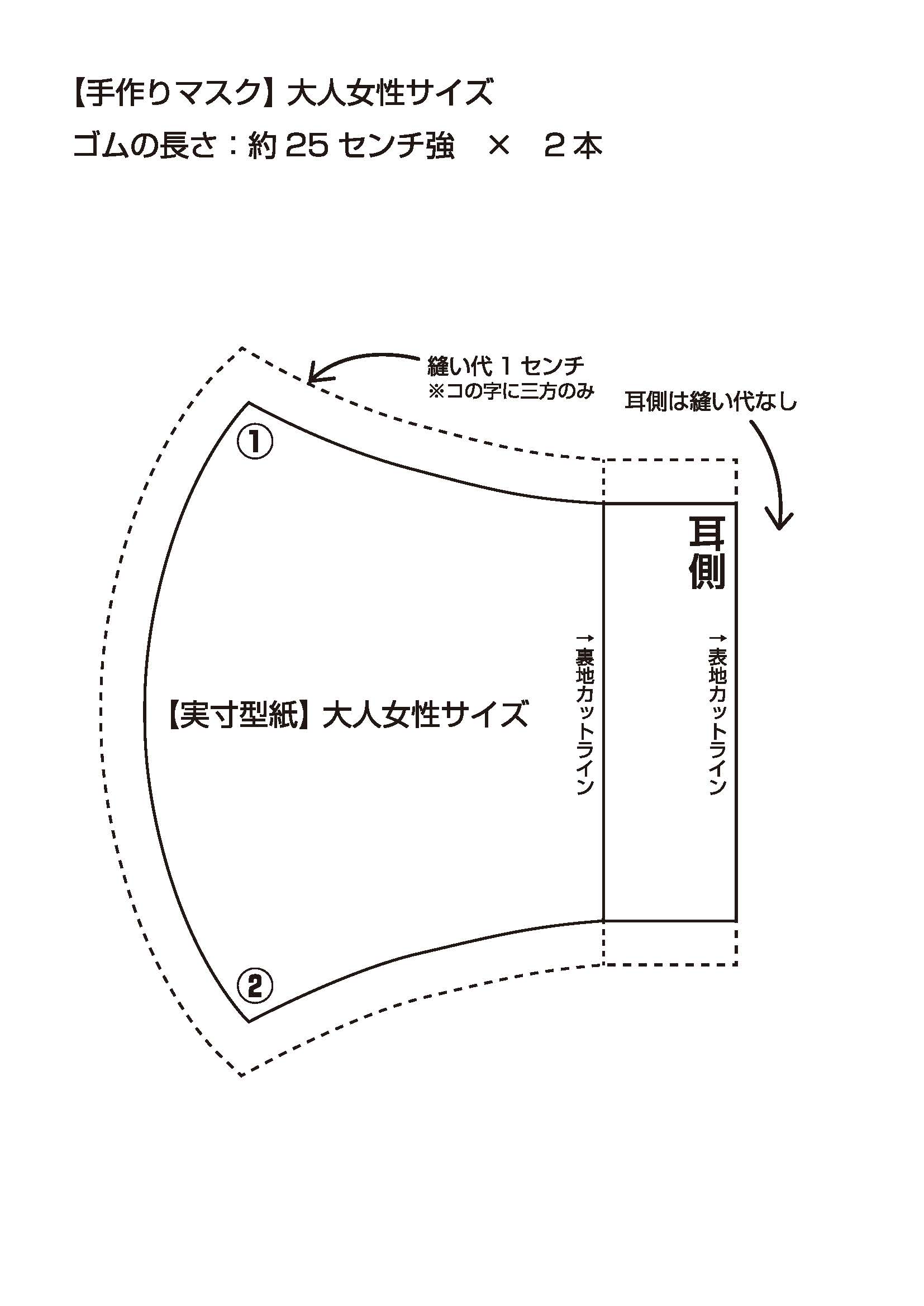 サイズ マスク 型紙